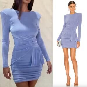 MISHA | Evetta Dress in Heather Blue Open Back Mini US 6 / M